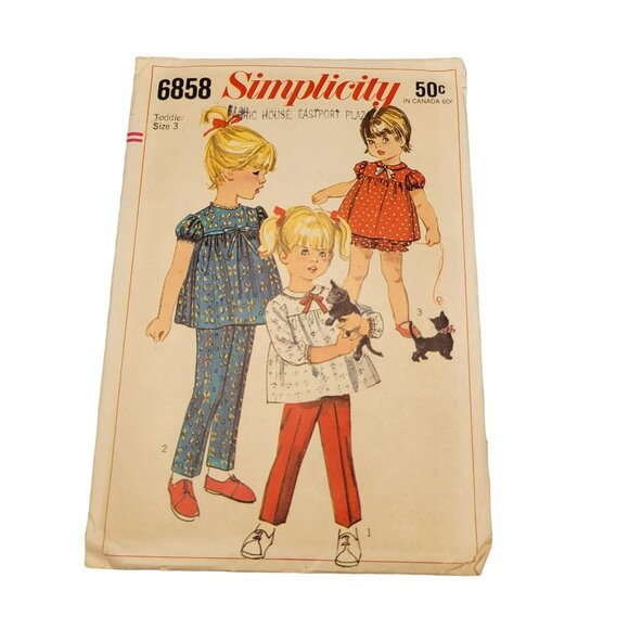 Simplicity 1966 Toddler's Top and Pants Pattern 6858 Size 3 UNCUT - Picture 1 of 3